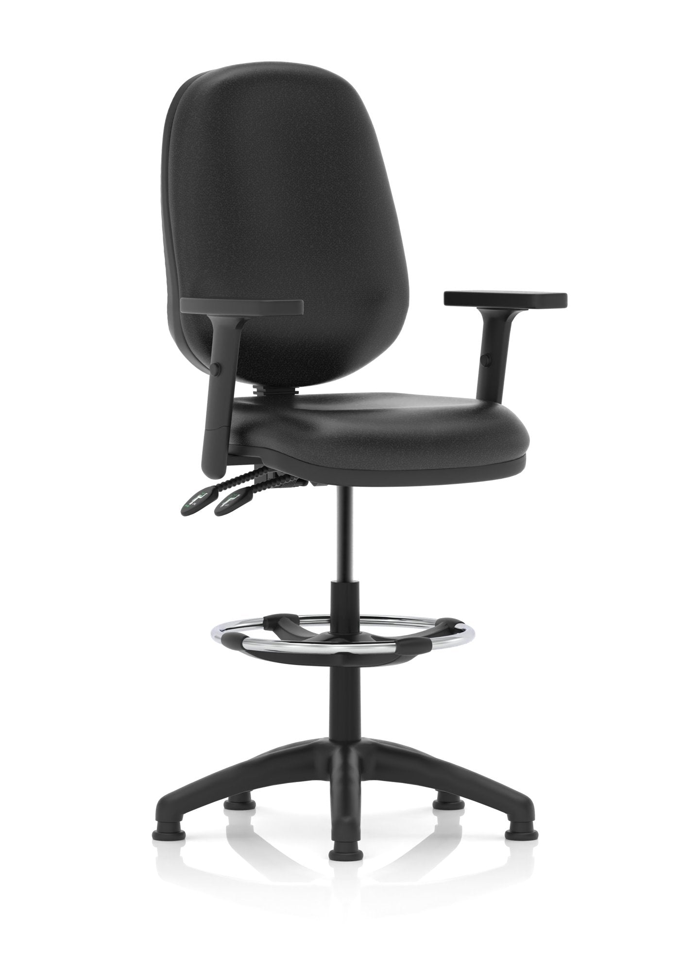 Dynamic Eclipse Plus II Medium Back Soft Bonded Leather Task Operator Office Chair With Height Adjustable Arms & HiRise Draughtsman Kit Black - KC0426 DD
