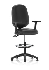 Dynamic Eclipse Plus II Medium Back Soft Bonded Leather Task Operator Office Chair With Height Adjustable Arms & HiRise Draughtsman Kit Black - KC0426 DD