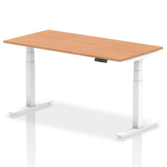 Dynamic Air 1600 x 800mm Height Adjustable Desk Oak Top White Leg HA01039 DD