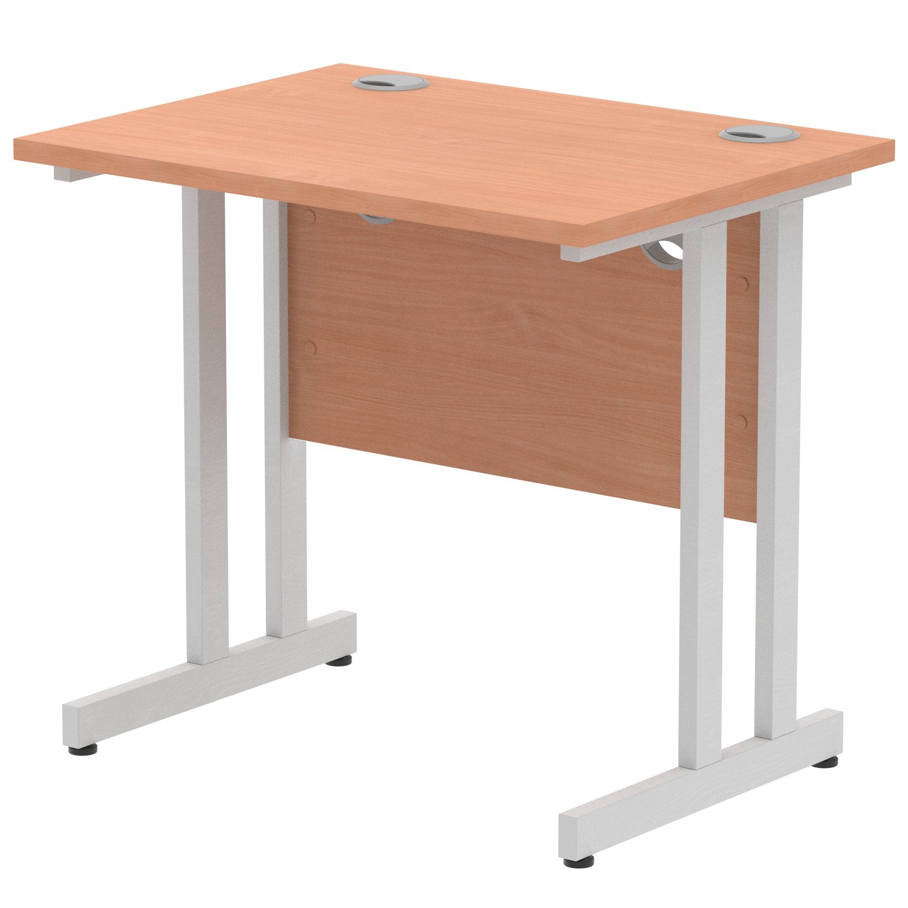 Impulse 800 x 600mm Straight Desk Beech Top Silver Cantilever Leg MI002884 DD