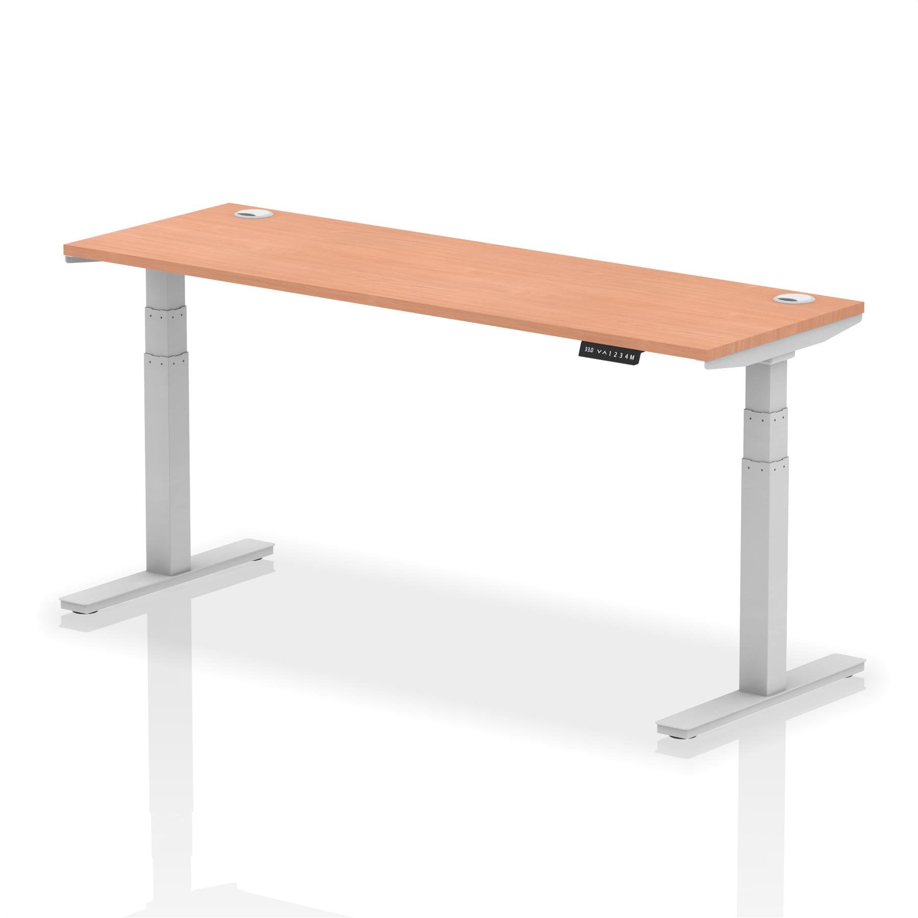 Dynamic Air 1800 x 600mm Height Adjustable Desk Beech Top Cable Ports Silver Leg HA01124 DD