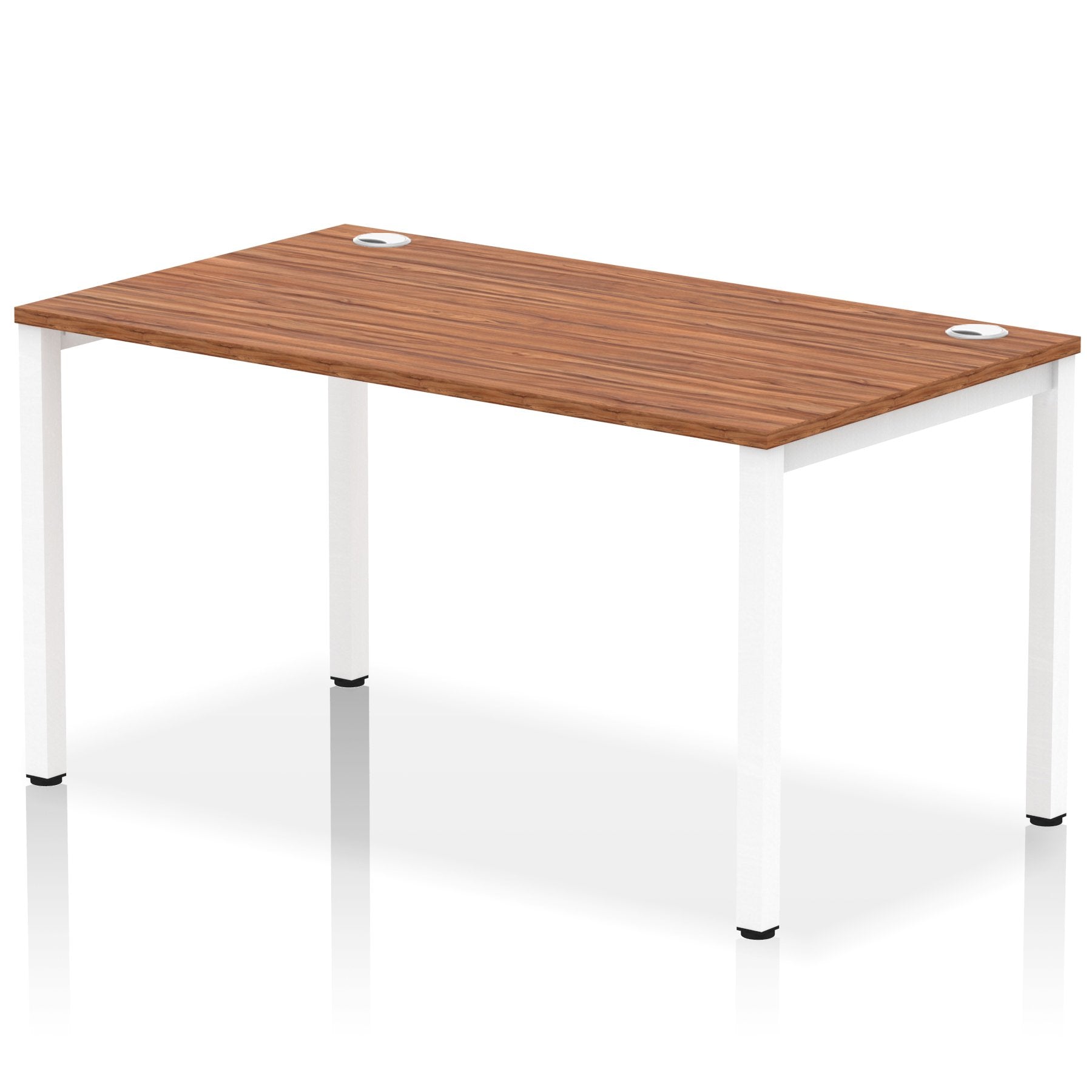 Impulse Single Row Bench Desk W1400 x D800 x H730mm Walnut Finish White Frame - IB00266 DD