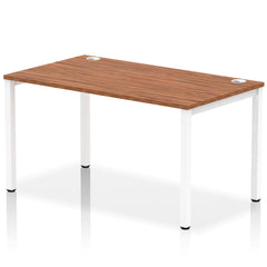 Impulse Single Row Bench Desk W1400 x D800 x H730mm Walnut Finish White Frame - IB00266 DD
