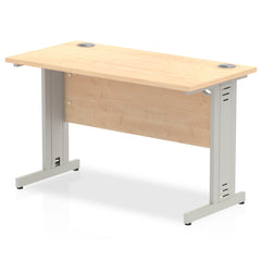 Impulse 1200 x 600mm Straight Desk Maple Top Silver Cable Managed Leg MI002502 DD
