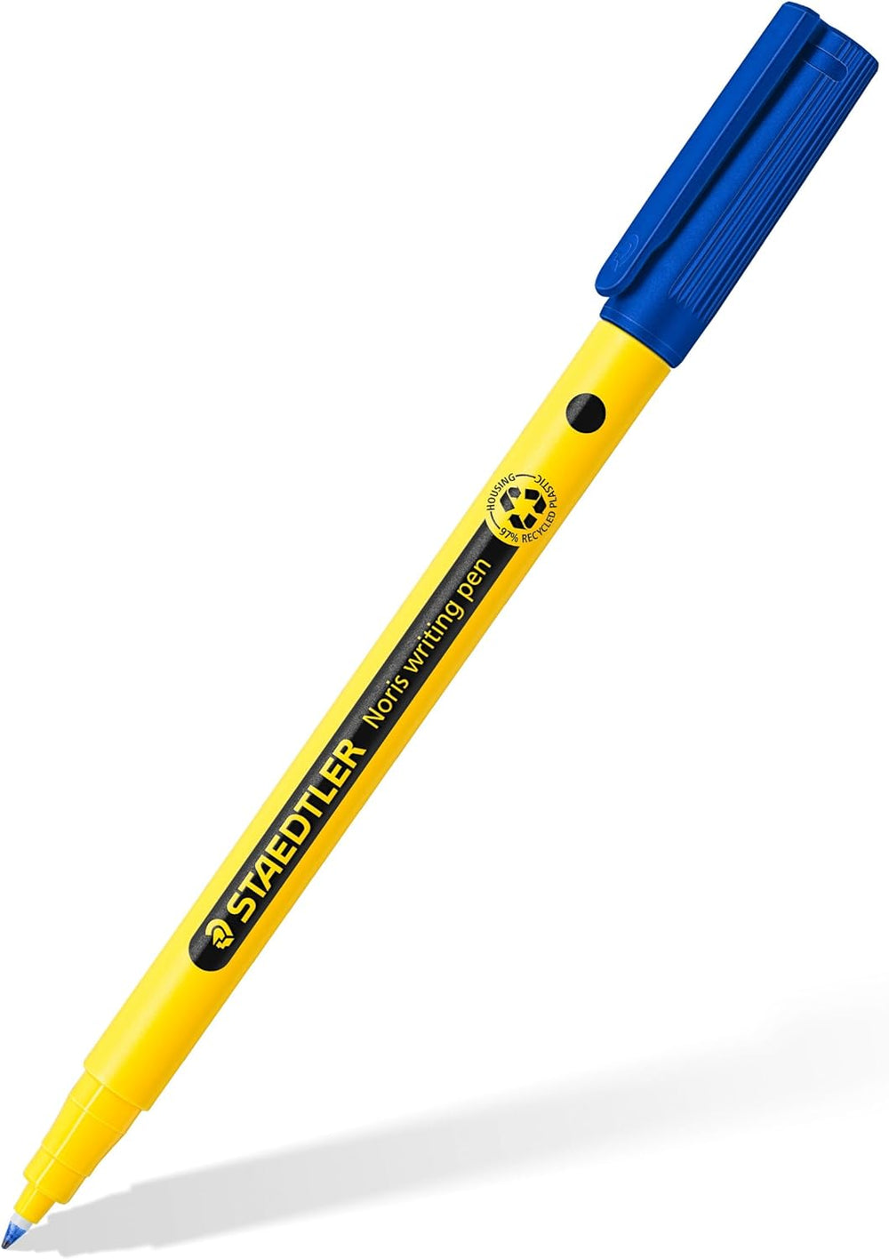 M N Wholesale Staedtler Noris handwriting pens in blue, pack of 4, featuring comfortable grips and smooth ink flow.
