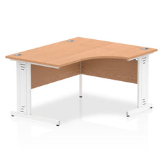 Dynamic Impulse 1400mm Right Crescent Desk Oak Top White Cable Managed Leg I003863 DD