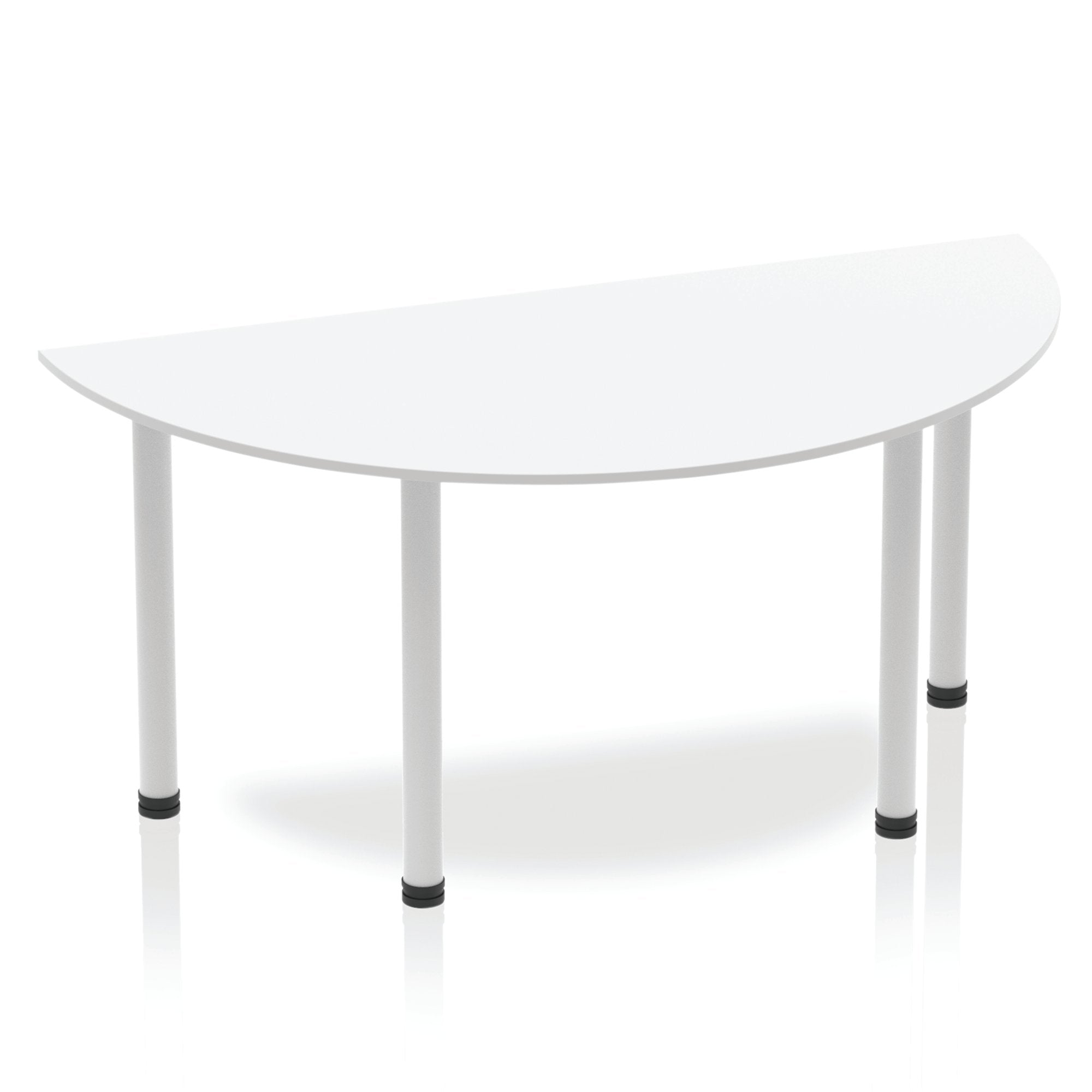 Dynamic Impulse 1600mm Semi Circle Table White Top Silver Post Leg BF00177 DD