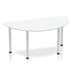 Dynamic Impulse 1600mm Semi Circle Table White Top Silver Post Leg BF00177 DD