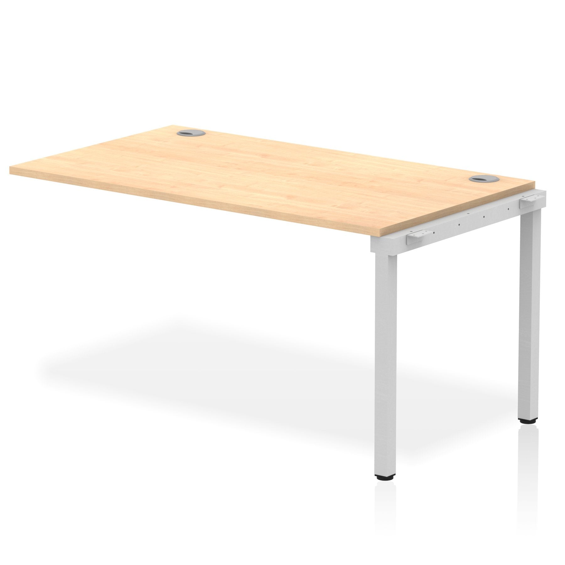 Impulse Single Row Bench Desk Extension Kit W1400 x D800 x H730mm Maple Finish Silver Frame - IB00366 DD