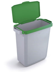Durable DURABIN Plastic Waste Recycling Bin 60 Litre Rectangular Grey with Green Hinged Lid - VEH2022010 DD