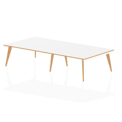 Oslo 3200mm Rectangular Boardroom Table White Top Natural Wood Edge White Frame OSL0128 DD