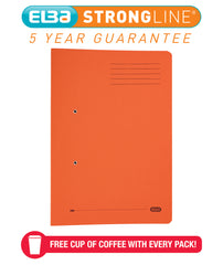 Elba Stratford Spring Pocket Transfer File Manilla Foolscap 320gsm Orange (Pack 25) - 100090148