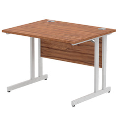 Impulse 1000 x 800mm Straight Desk Walnut Top Silver Cantilever Leg MI001899 DD