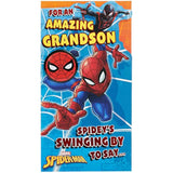 UK Greetings Marvel Spider-Man Birthday Card for Grandson With Envelope and Badge,Multi,121 mm x 229 mm