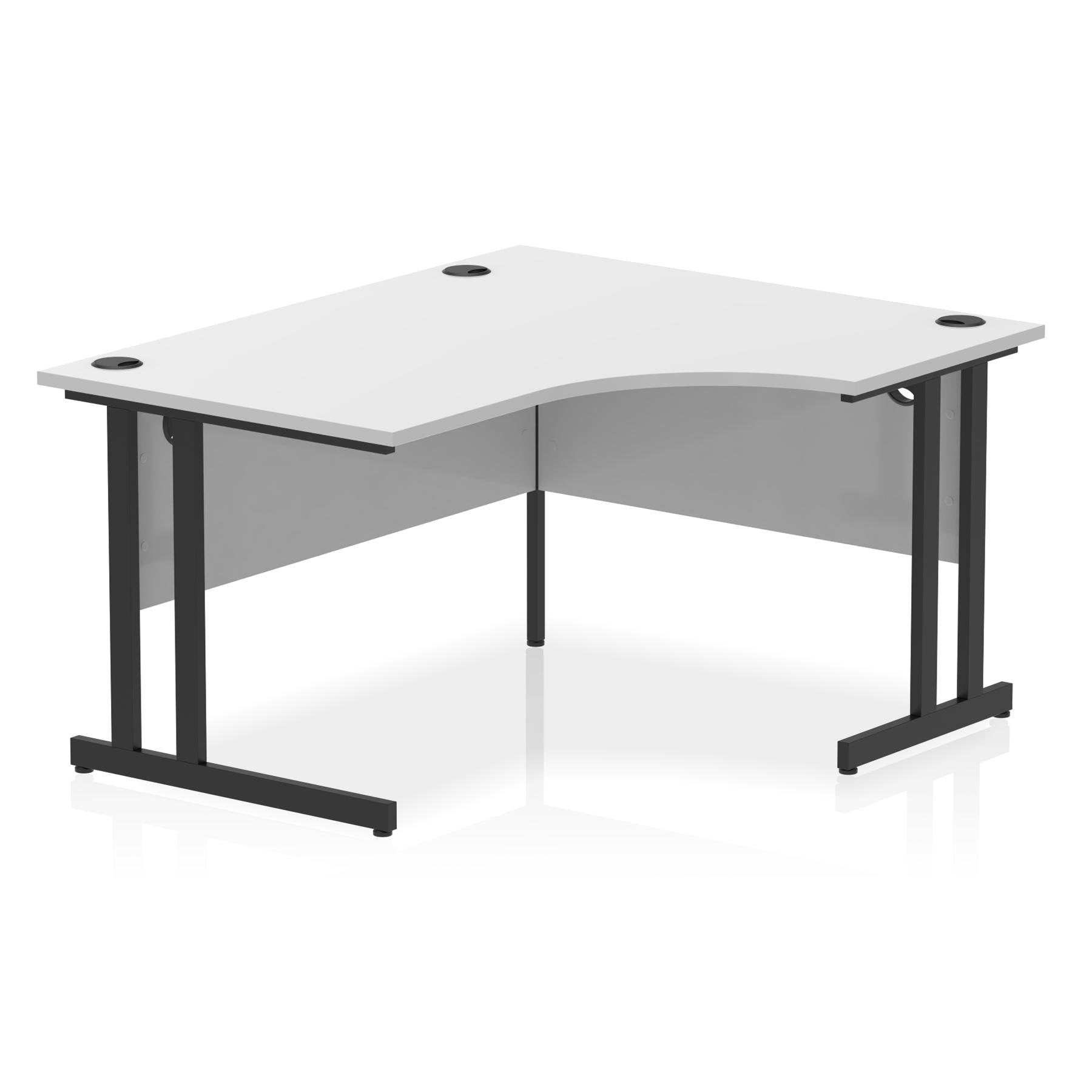 Dynamic Impulse W1400 x D800/1200 x H730mm Right Hand Crescent Desk With Cable Management Ports Cantilever Leg White Finish Black Frame - MI003321 DD