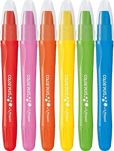 Set of six Maped Color'Peps Gel Crayons with vibrant colors and smooth texture, ideal for coloring and drawing.