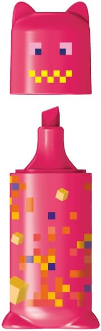 Set of four Maped Pixel Party Mini Highlighters with colorful caps and chisel tips, ideal for note-taking and highlighting text.