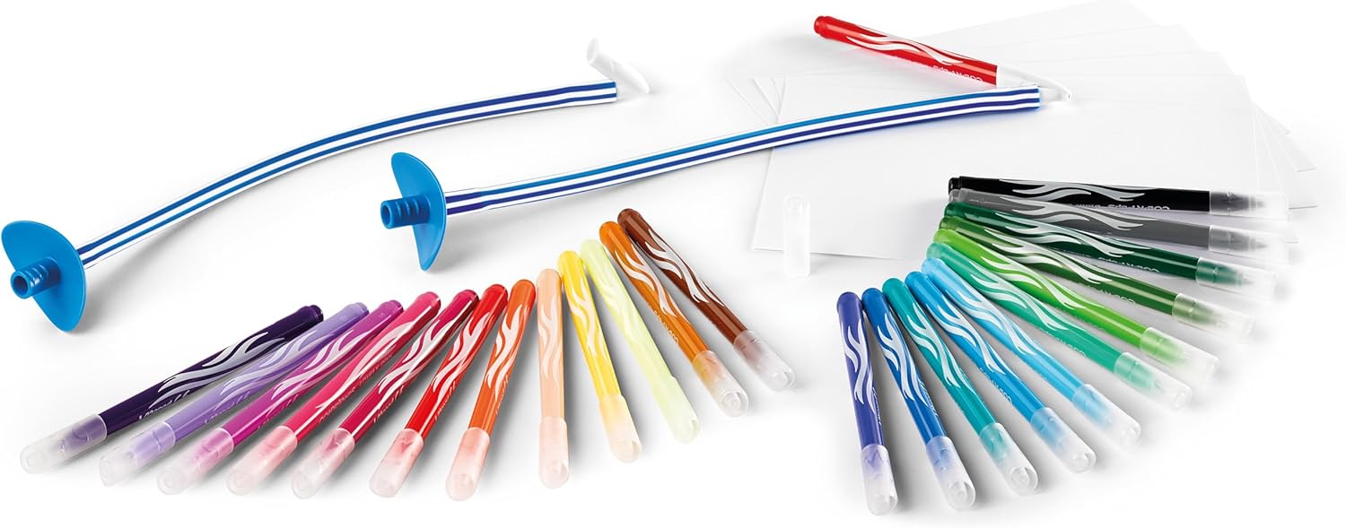 Maped Creativ Blow Art Kit with 24 felt tip markers and 2 airbrush tools for creative art projects.