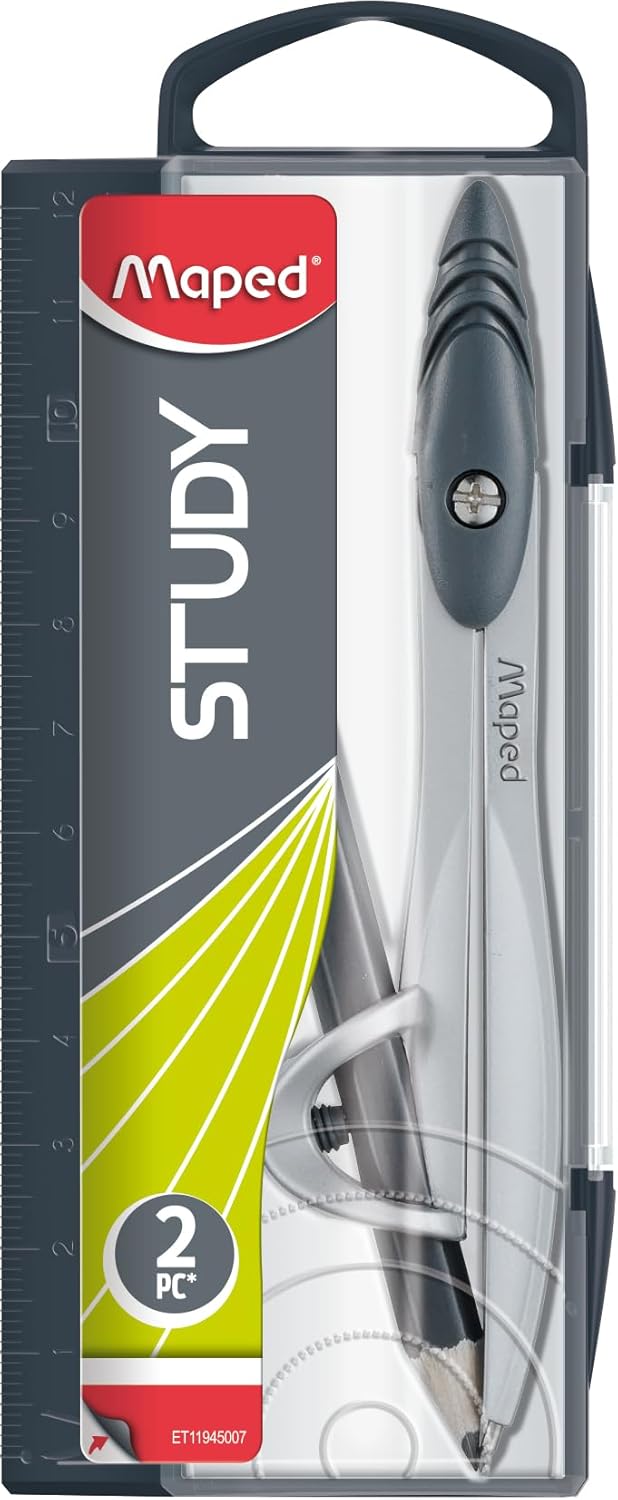 Maped Study Compass, a metal drafting tool for precise drawing and geometric constructions, part of Maped maths sets.