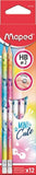 Maped 1 Graphite Mini Cute Eraser Pencil with ergonomic design and resistant HB lead, in random colors, ideal for writing and drawing.