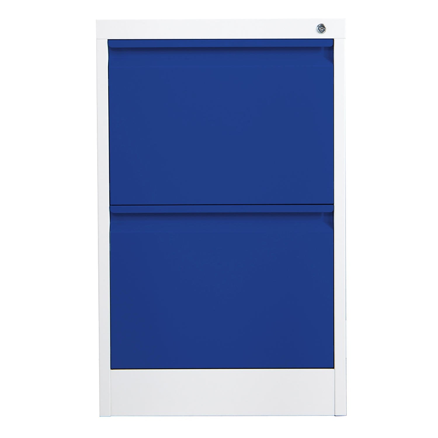 Phoenix FC Series 2 Drawer Filing Cabinet Grey Body Blue Drawers with Key Lock - FC1002GBK DD