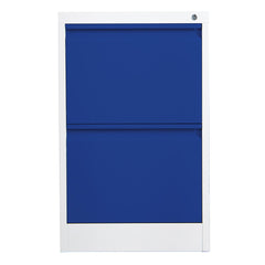 Phoenix FC Series 2 Drawer Filing Cabinet Grey Body Blue Drawers with Key Lock - FC1002GBK DD