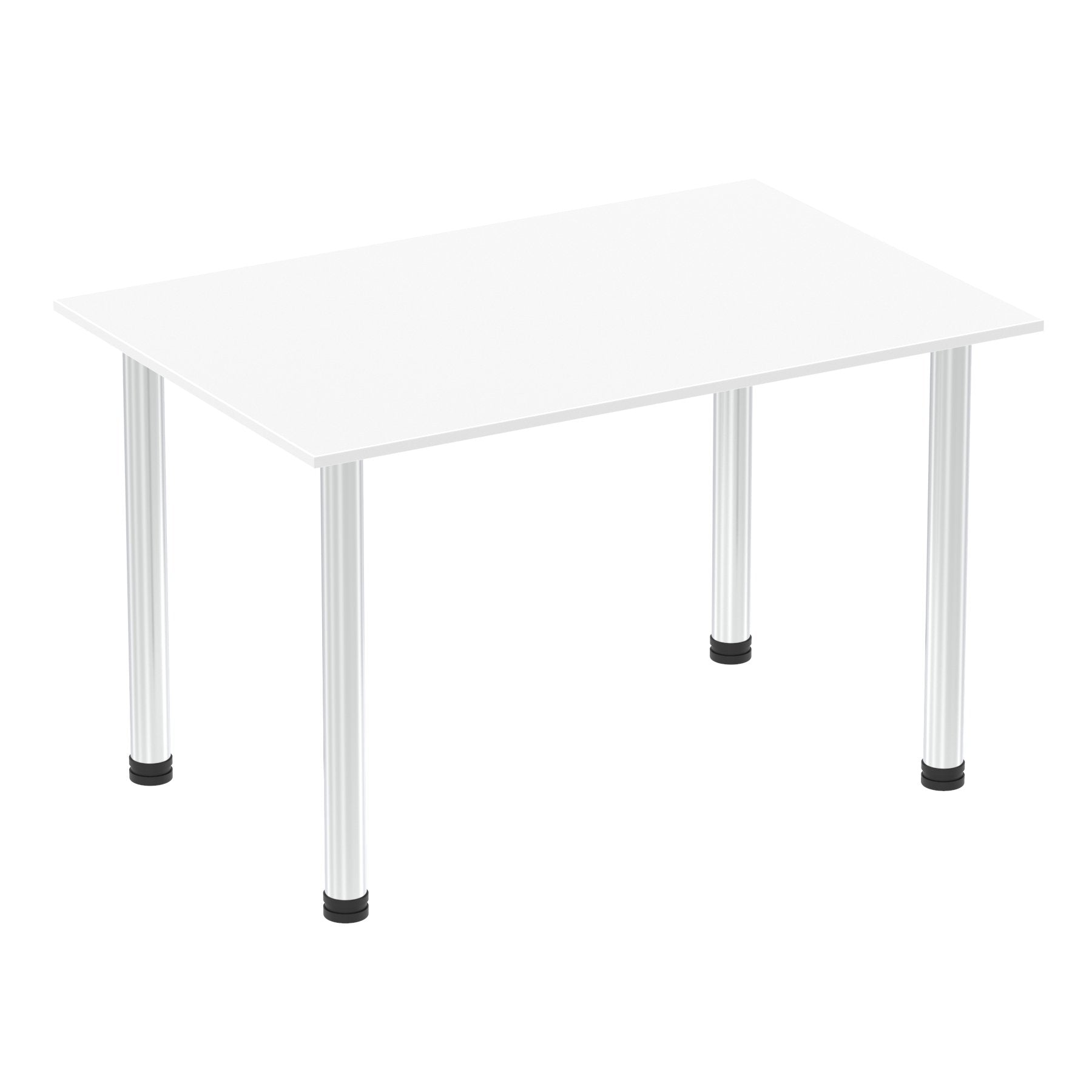 Impulse 1200mm Straight Table White Top Chrome Post Leg I003584 DD