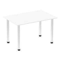 Impulse 1200mm Straight Table White Top Chrome Post Leg I003584 DD