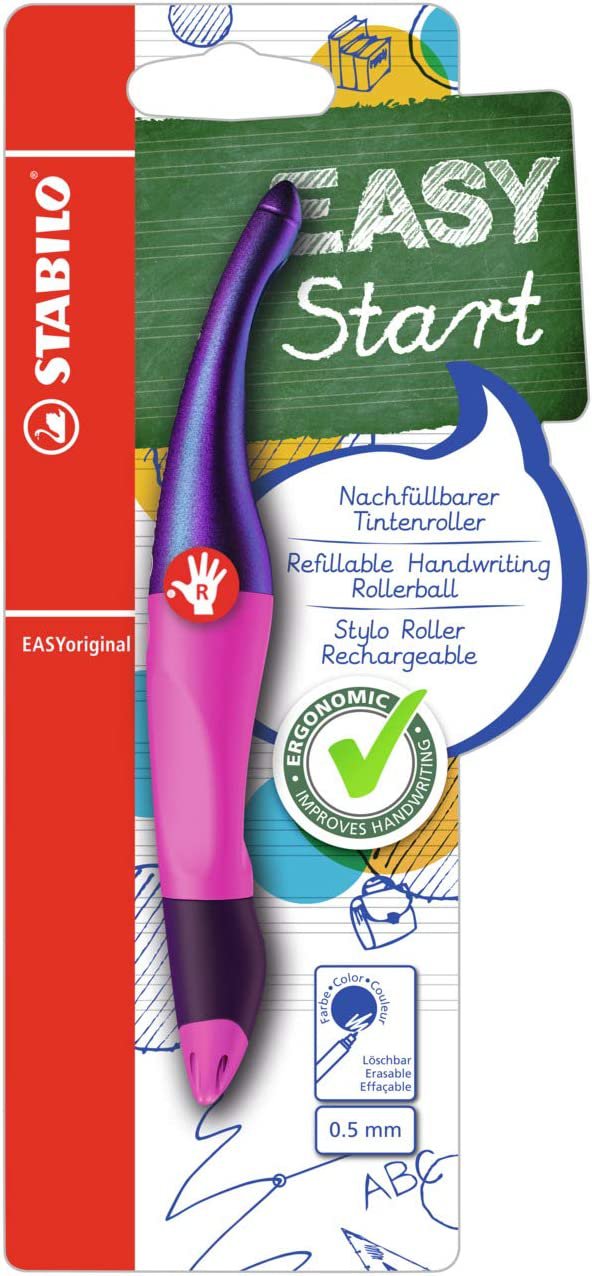 STABILO EASYoriginal Holograph Right Handed Handwriting Rollerball with Magenta Barrel and Blue Ink Single Pen B-56833-5