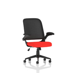 Crew Mesh Back Task Operator Office Chair Bespoke Fabric Seat Bergamot Cherry With Folding Arms - KCUP2016 DD