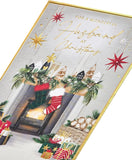 UK Greetings Christmas Card for Husband - Cosy Fireplace Design