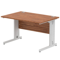 Impulse 1200 x 800mm Straight Desk Walnut Top Silver Cable Managed Leg I000497 DD