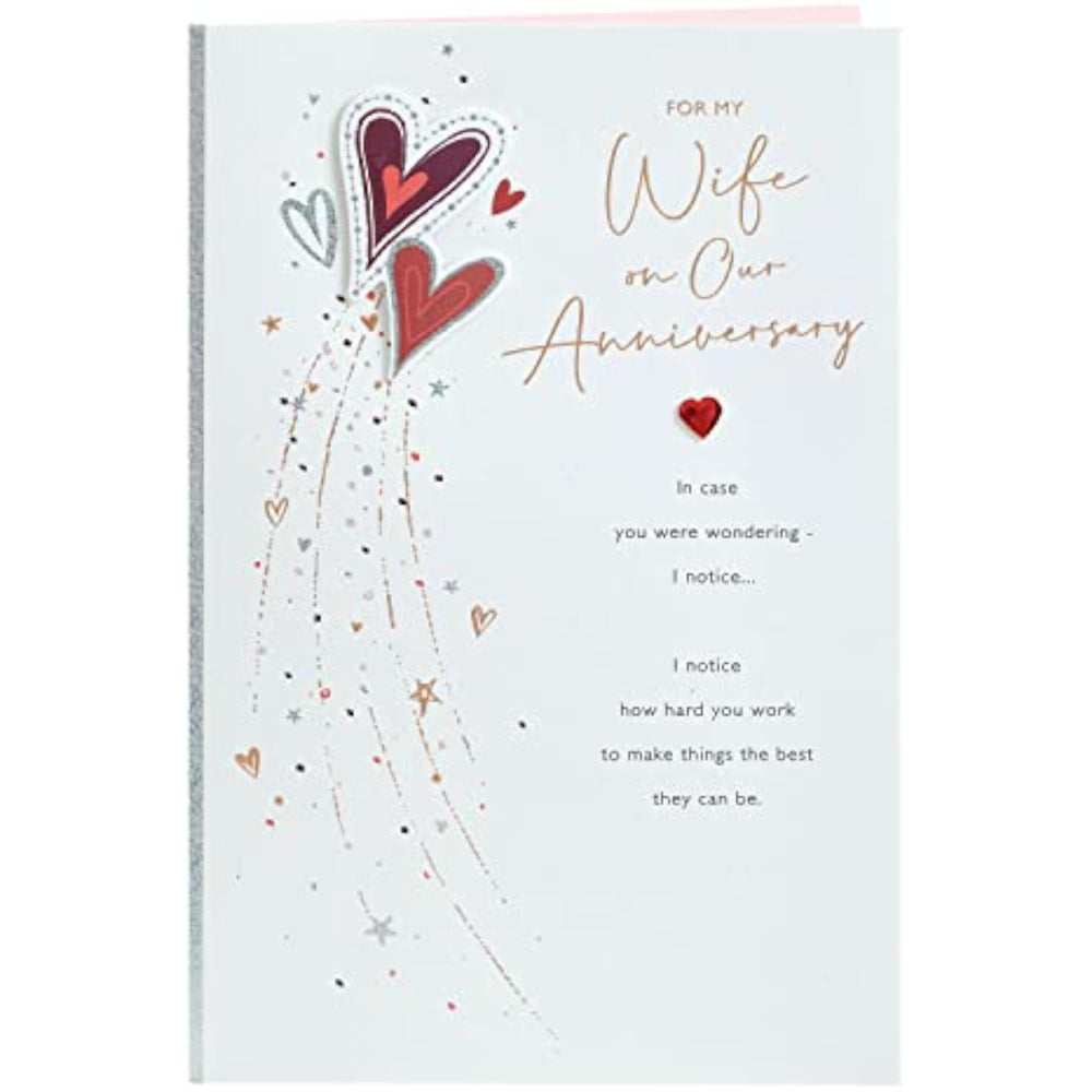 Red Hearts Design Wife Anniversary Card