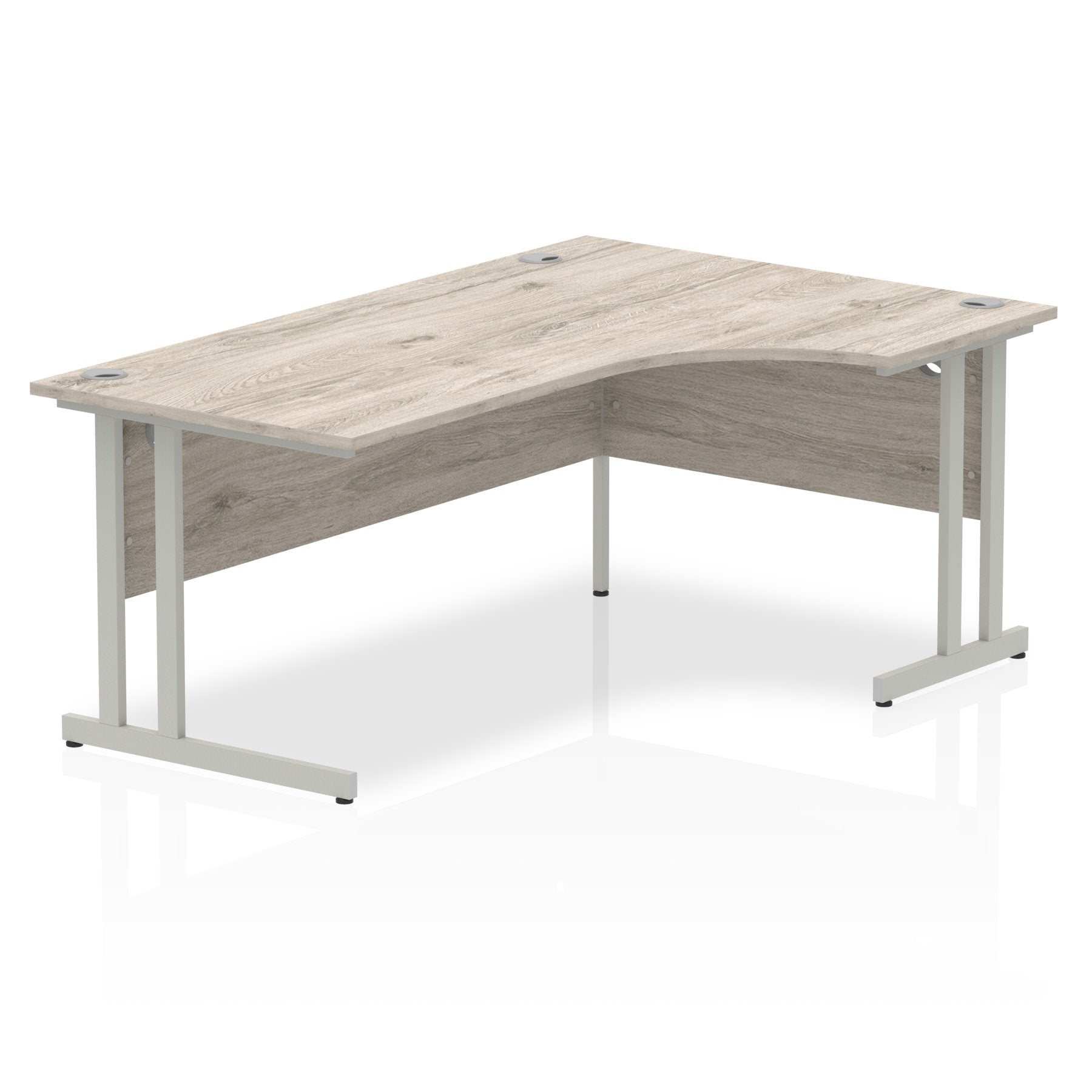 Impulse 1800mm Right Crescent Desk Grey Oak Top Silver Cantilever Leg I003135 DD