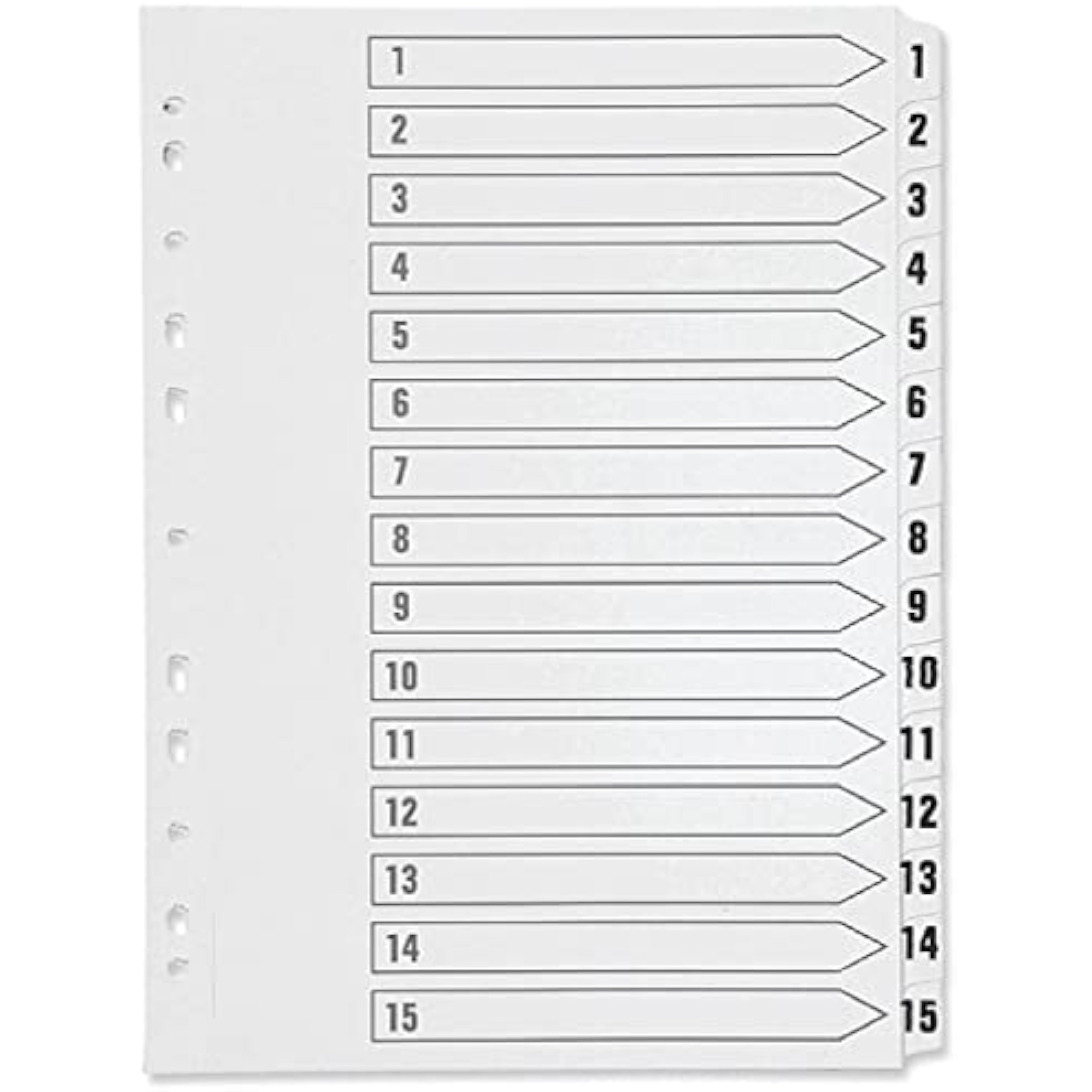 A4 1-15 Multi-punched Polypropylene White Index