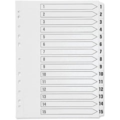 A4 1-15 Multi-punched Polypropylene White Index