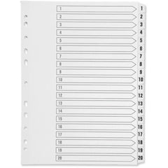 A4 Multi-punched 1-20 White Polypropylene Index