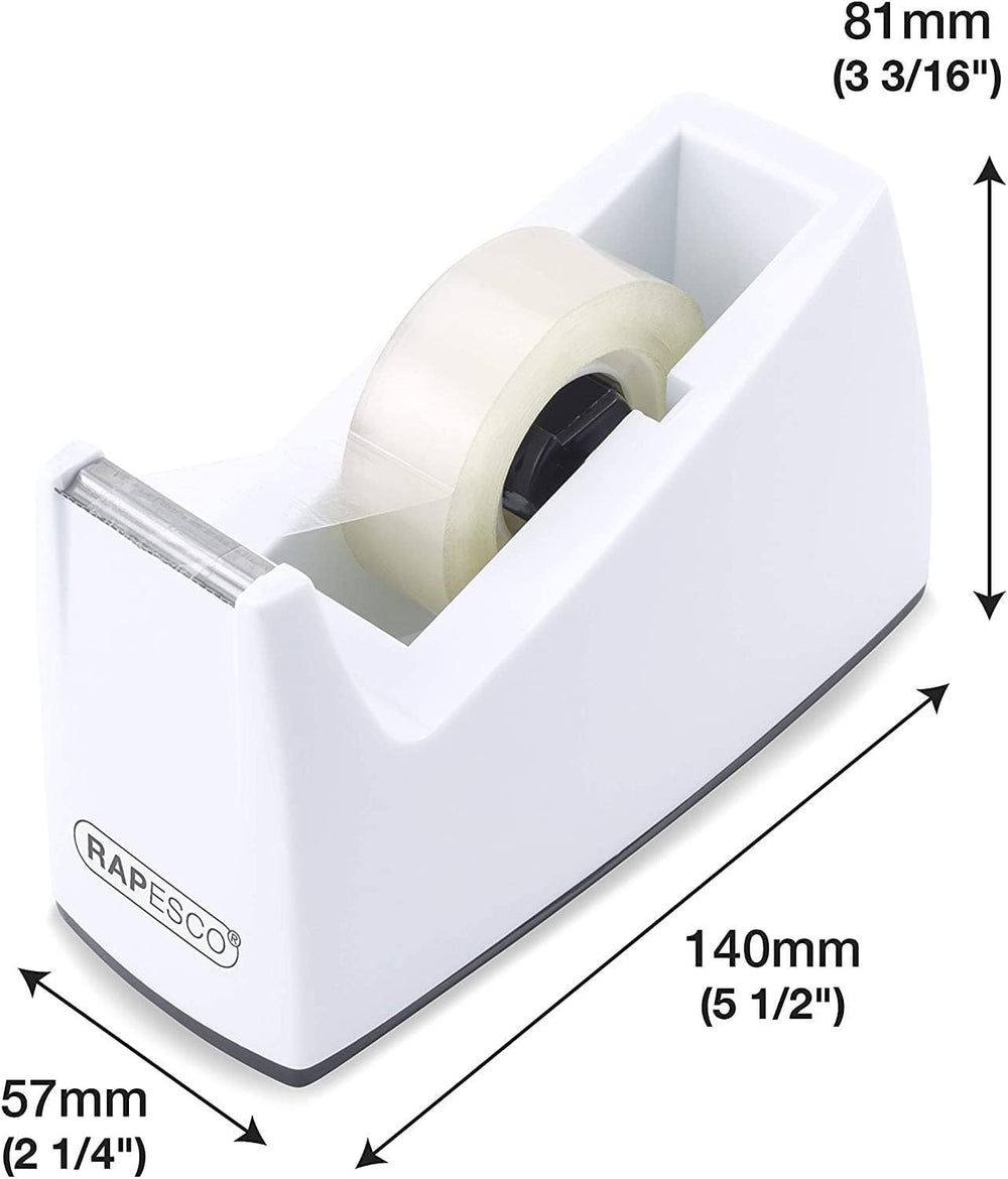 Rapesco 300 Tape Dispenser & 4 Tape Rolls – White