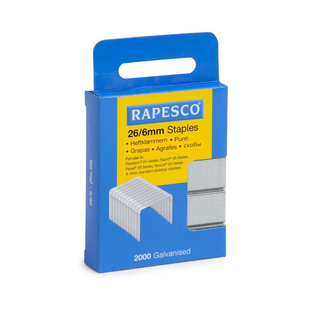 Rapesco 26/6mm Galvanised Staples Retail Pack (Pack 2000) - S2662MA3