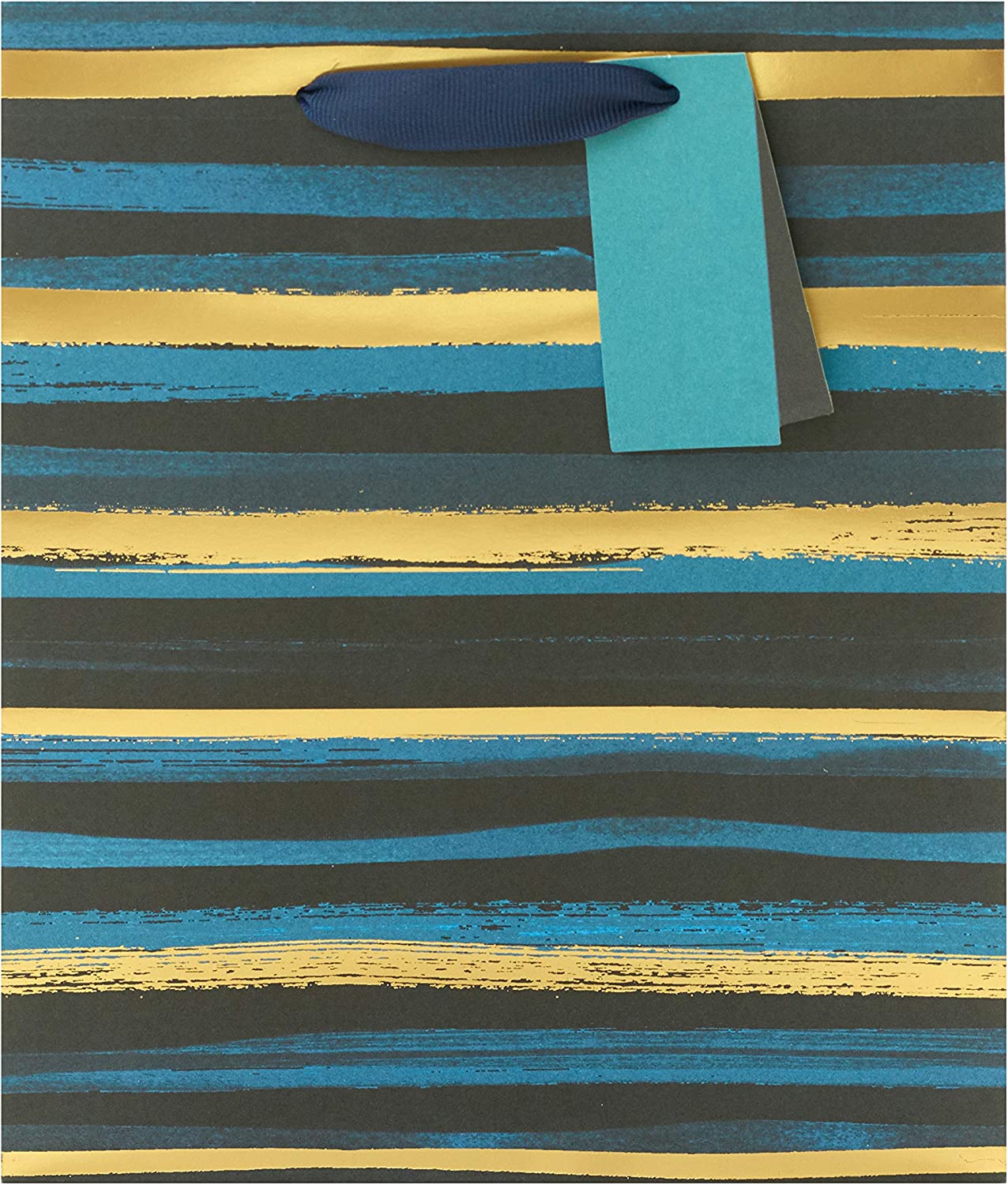 Blue and Gold Stripe Medium Gift Bag