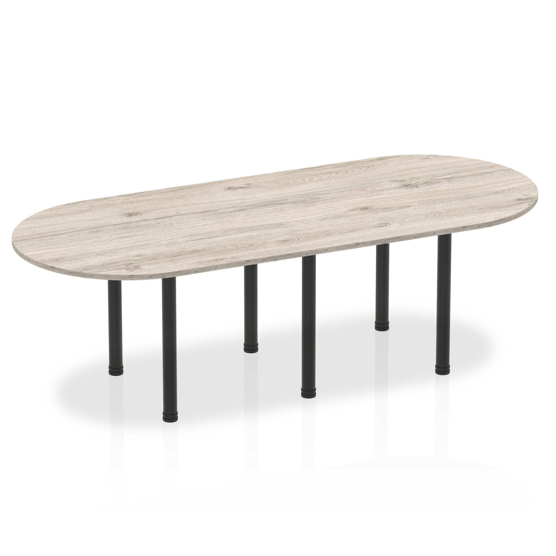 Dynamic Impulse 2400mm Boardroom Table Grey Oak Top Black Post Leg I004183 DD