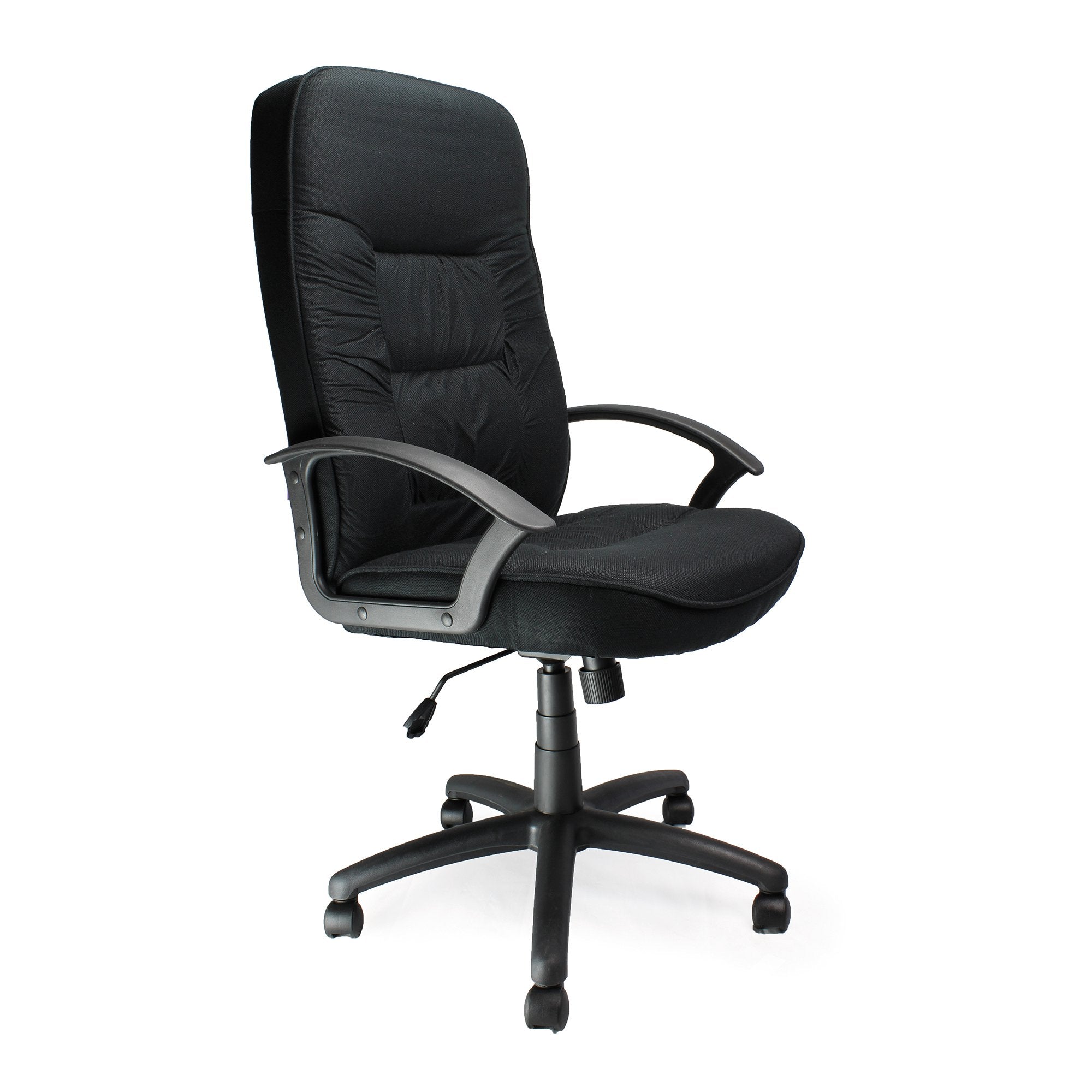 Nautilus Designs Coniston High Back Fabric Executive Office Chair With Sculptured Stitching Detail and Fixed Arms Black - DPA6062ATGFBK DD