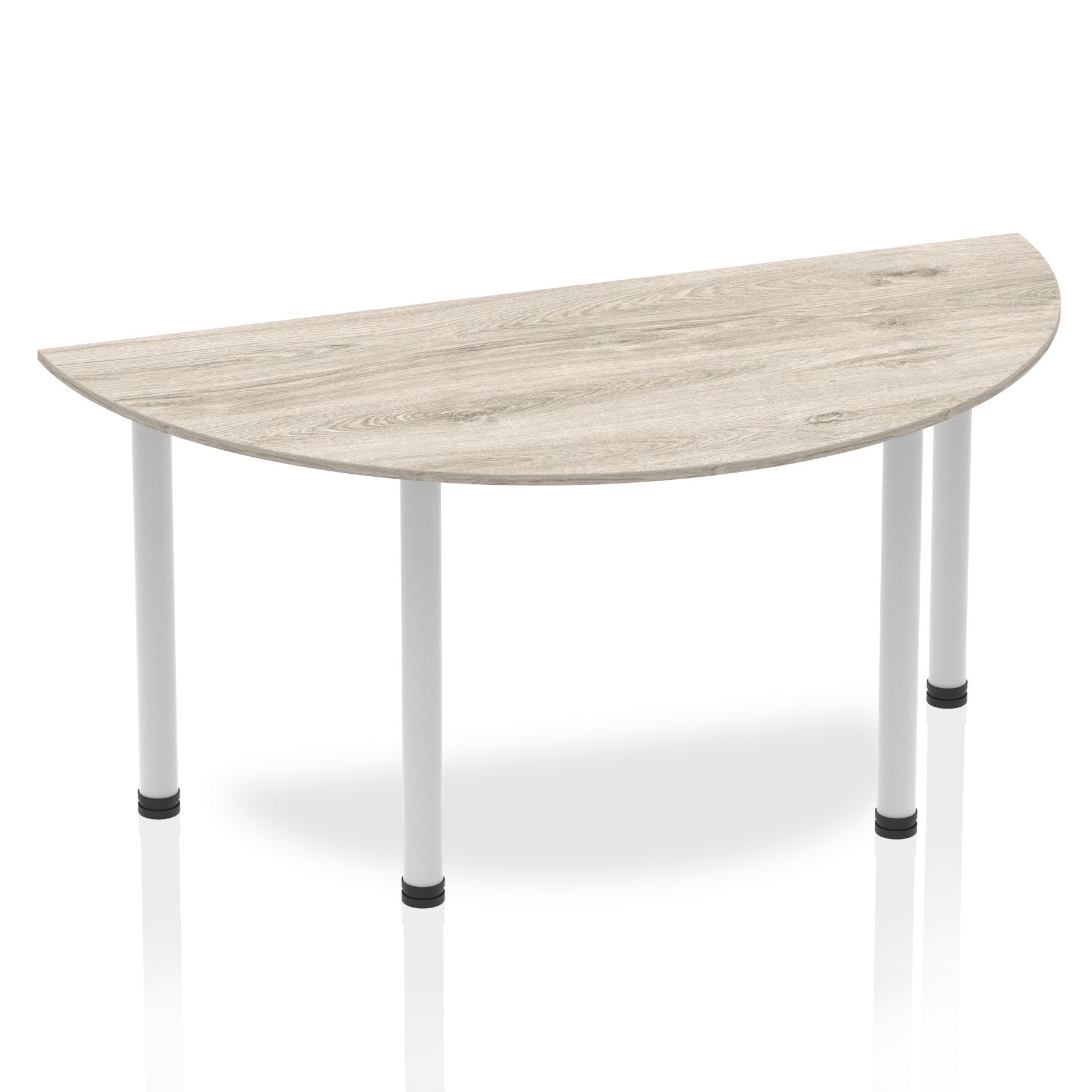 Dynamic Impulse 1600mm Semi Circle Table Grey Oak Top Silver Post Leg I003250 DD