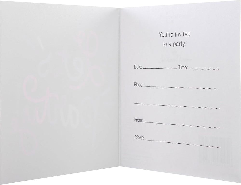 Multicoloured in 2 Vibrant Designs Pack of 10 Party Invitation Cards