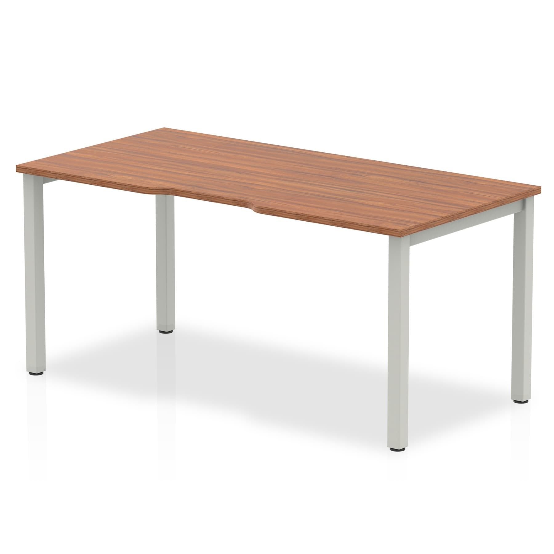 Evolve Plus 1400mm Single Starter Desk Walnut Top Silver Frame BE132 DD