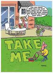 Humour Birthday Card - You Can Finish Your Silly UFO Book Once You've Cut The Grass - Take Me