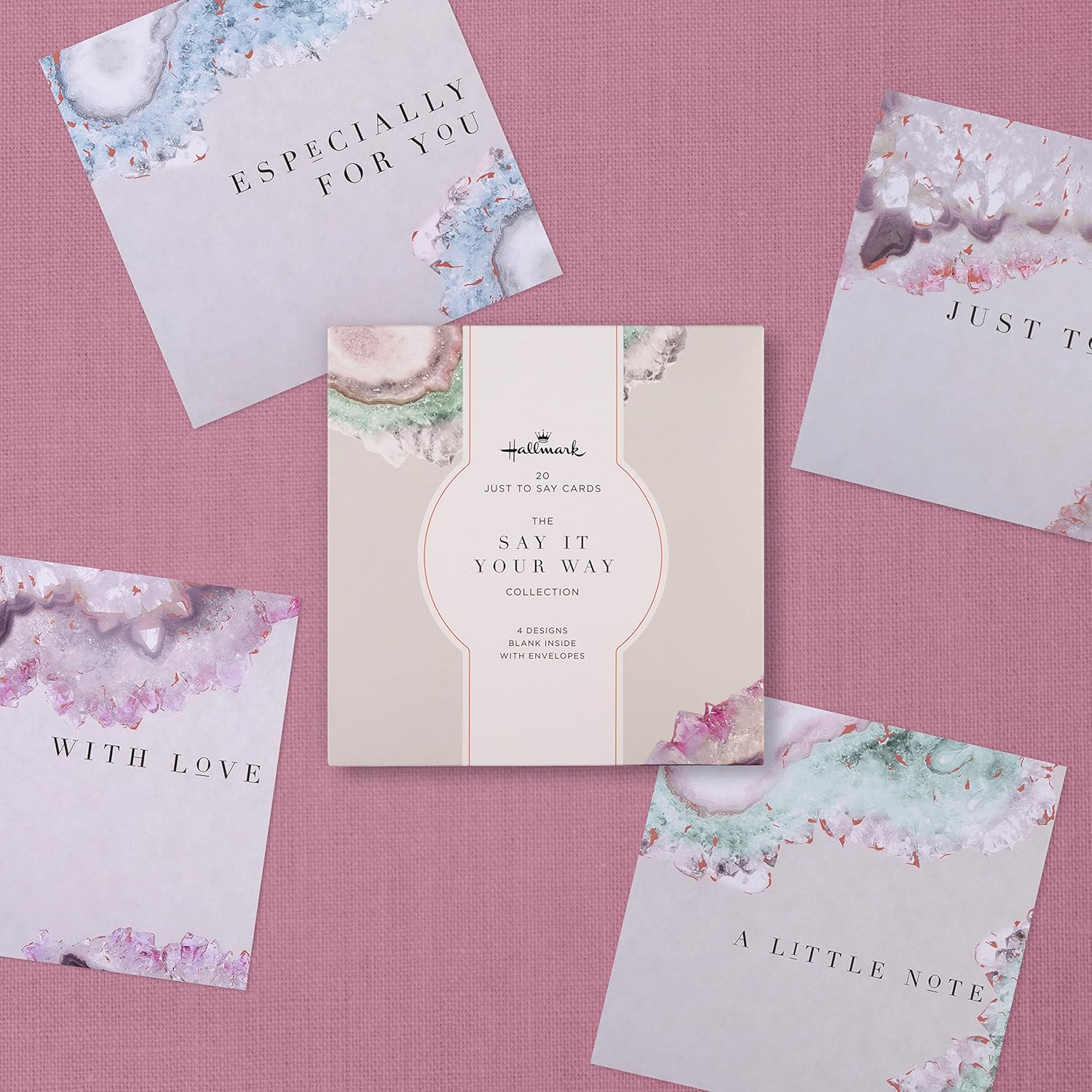 Hallmark 'Just To Say' Cards - Multipack of 20 in 4 Geode Designs