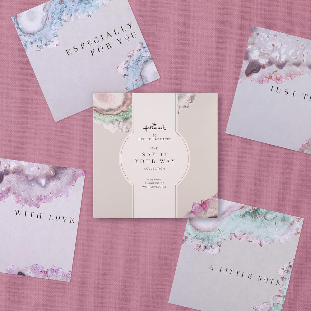 Hallmark 'Just To Say' Cards - Multipack of 20 in 4 Geode Designs