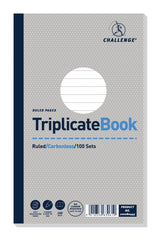 Challenge 210x130mm Triplicate Book Carbonless Ruled 1-100 Taped Cloth Binding 100 Sets (Pack 5) - 100080445