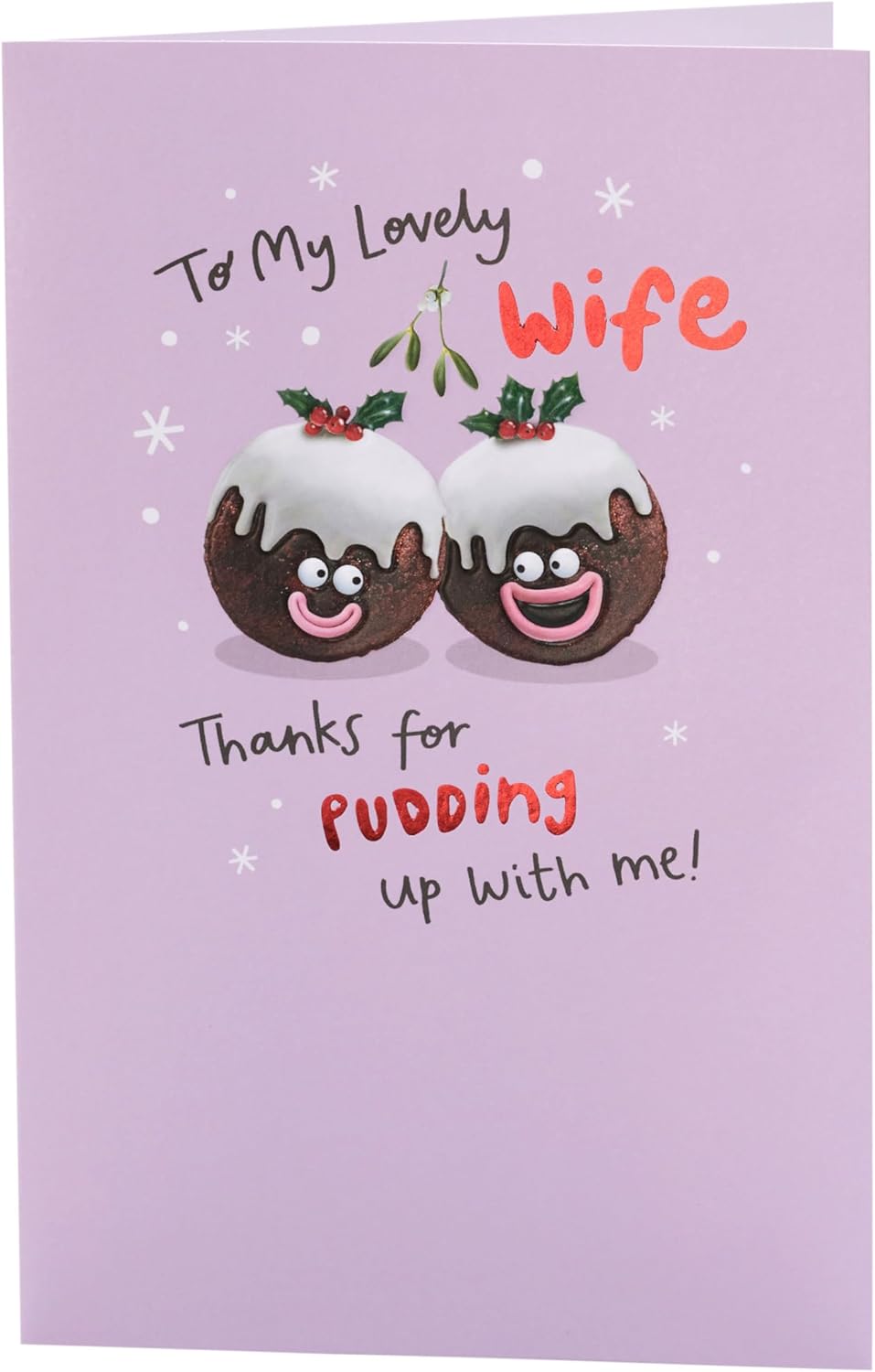 UK Greetings Christmas Card for Wife – Fun Puddings Festive Design